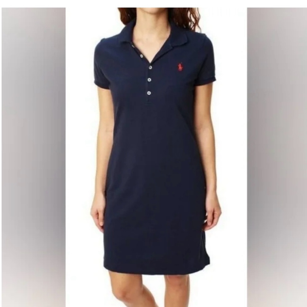 Women’s Ralph Lauren Sport Cotton Pique Polo Dress in Midnight Blue